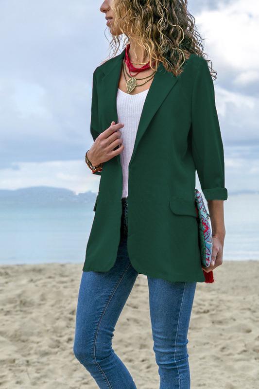CANDY COLOR POCKETS LAPEL SLIM WOMEN BLAZER