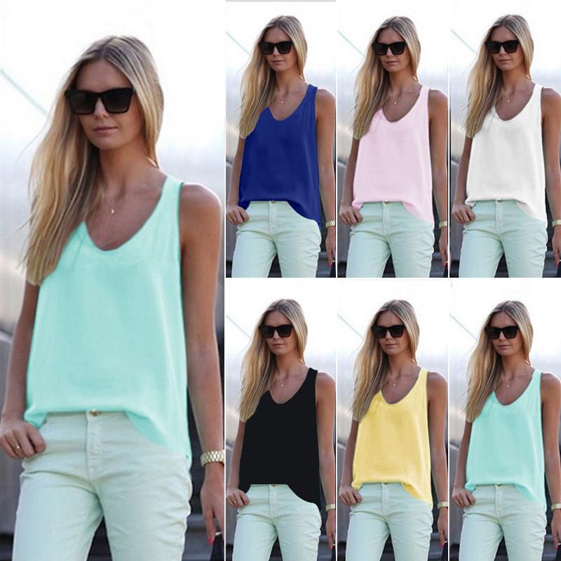 Scoop Sleeveless Pure Color Casual Loose Vest