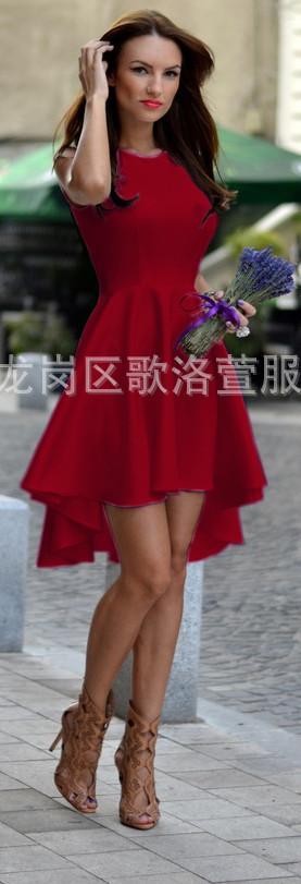 Pure Candy Color Irregular High Waist Short Dress