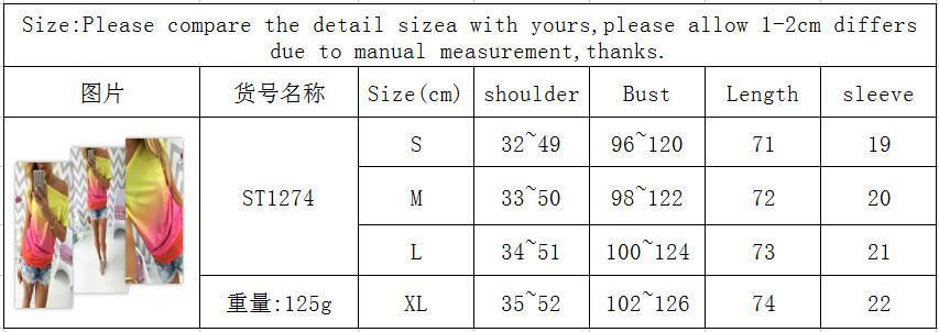 Gradually Changing Color Short Sleeves Scoop Casual T-shirt