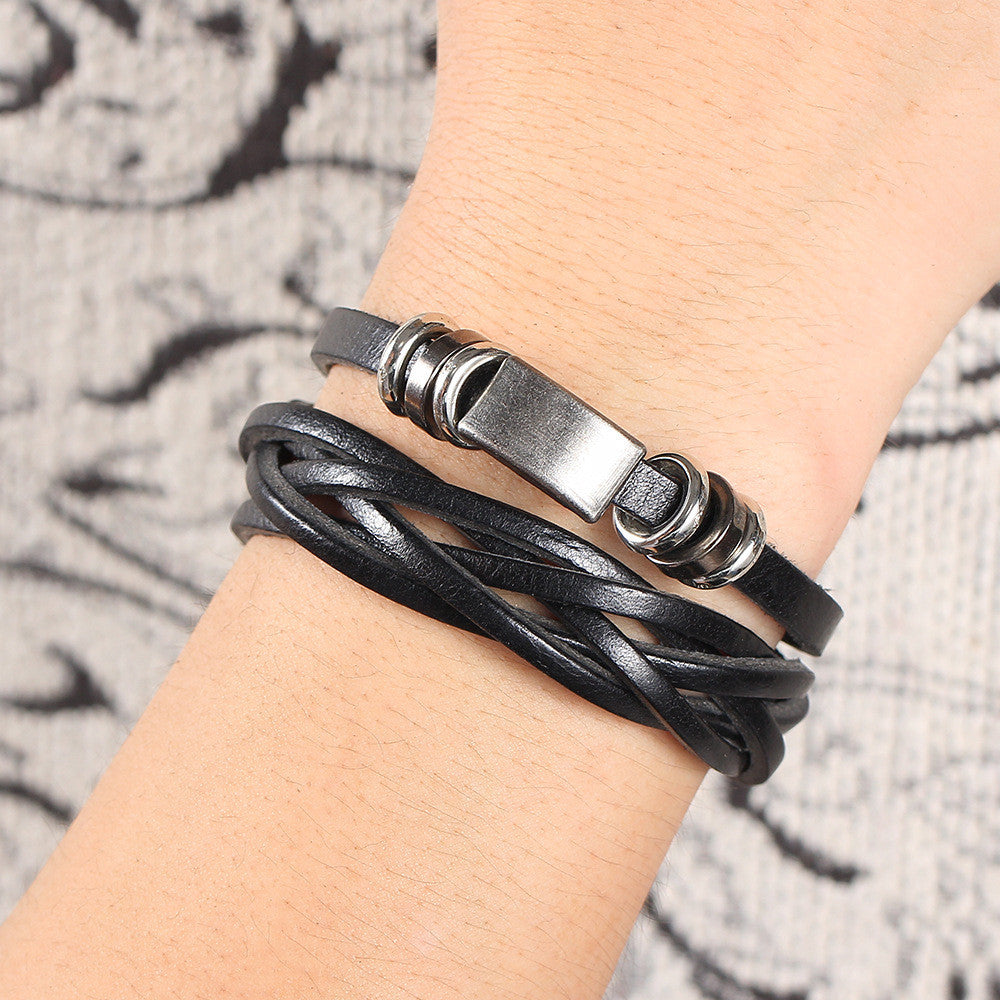 PERSONALITY BRAIDED LEATHER BRACELET