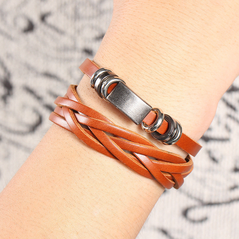 PERSONALITY BRAIDED LEATHER BRACELET