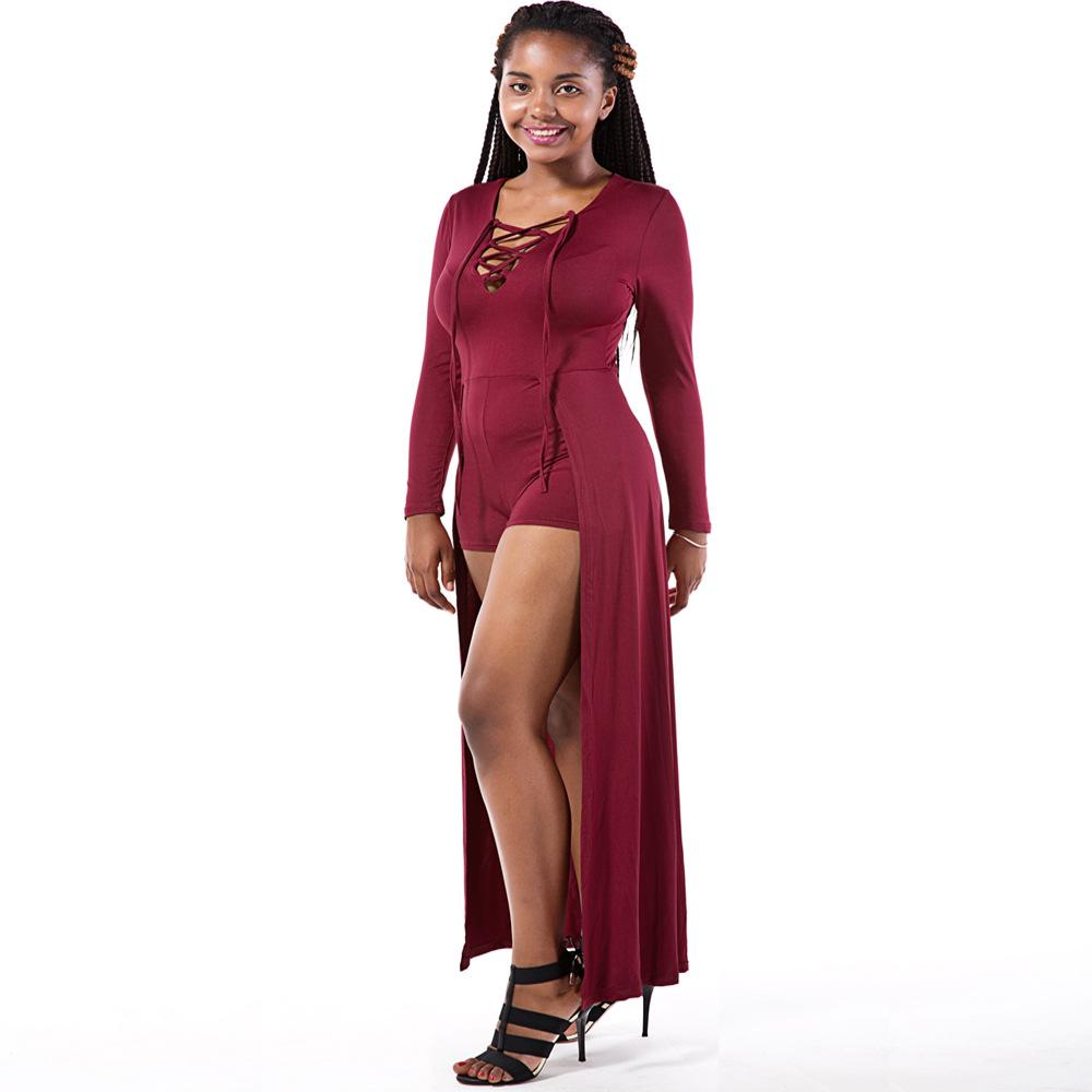 Fashion Sexy Strap Cross Jumpsuit Irregular Dresses