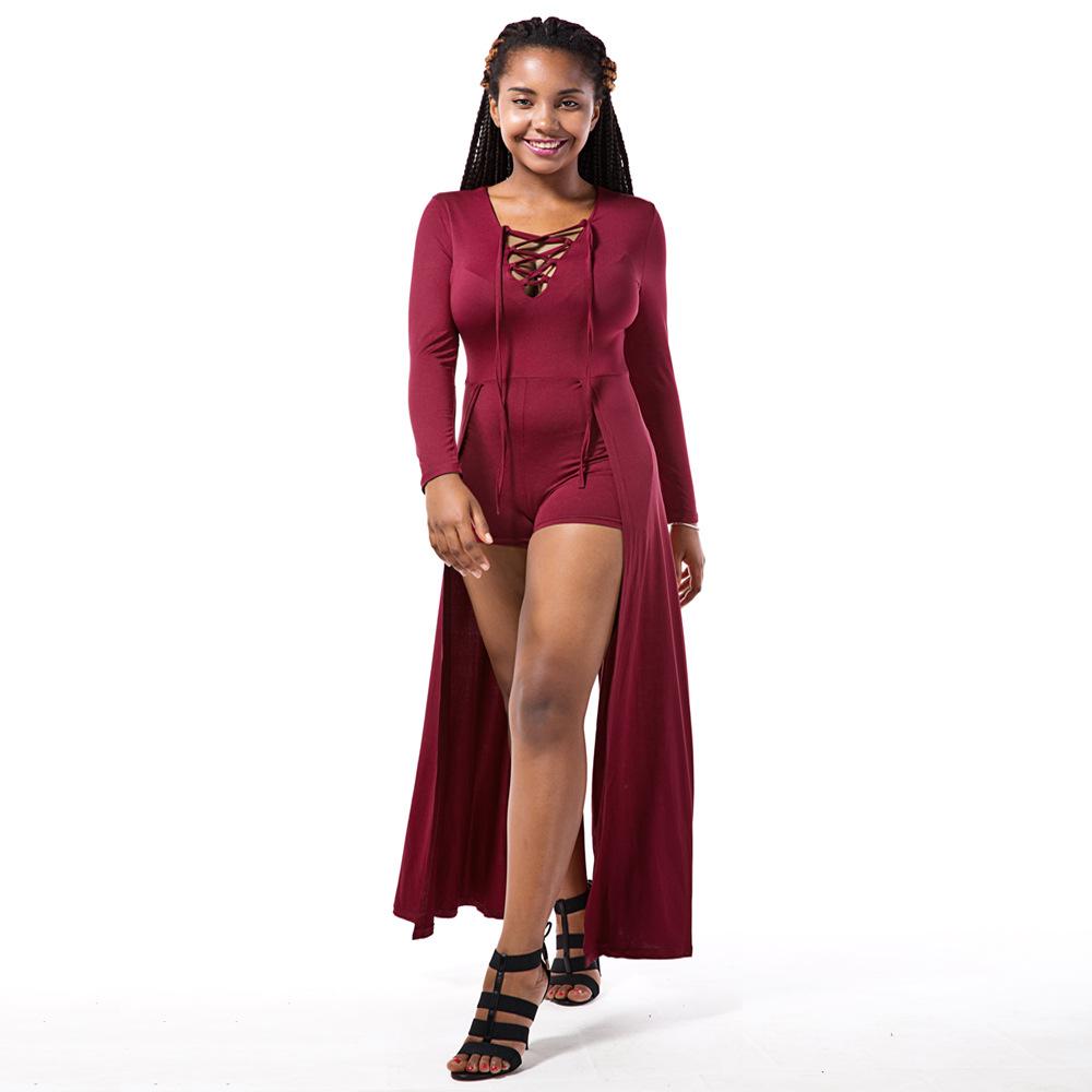 Fashion Sexy Strap Cross Jumpsuit Irregular Dresses