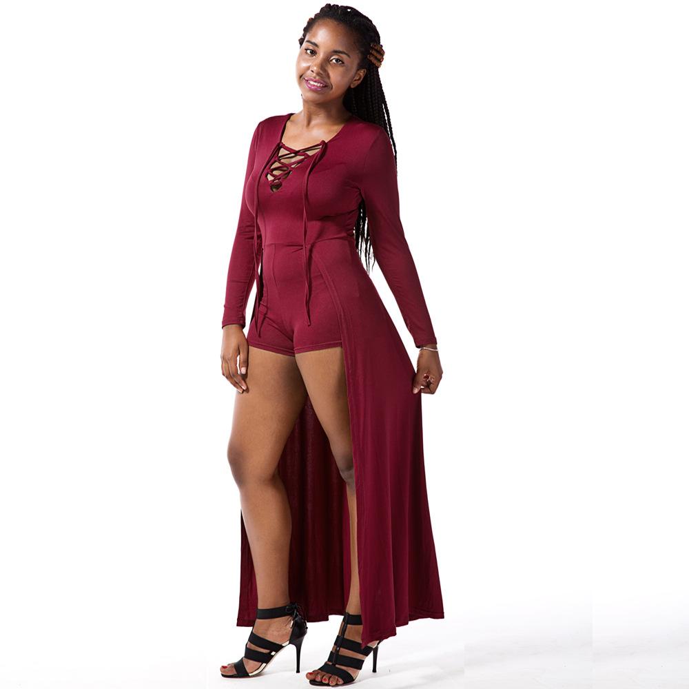 Fashion Sexy Strap Cross Jumpsuit Irregular Dresses