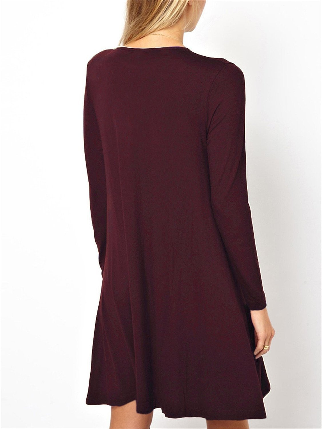 Fashion Pure Color Scoop Loose Pockets Short Dress