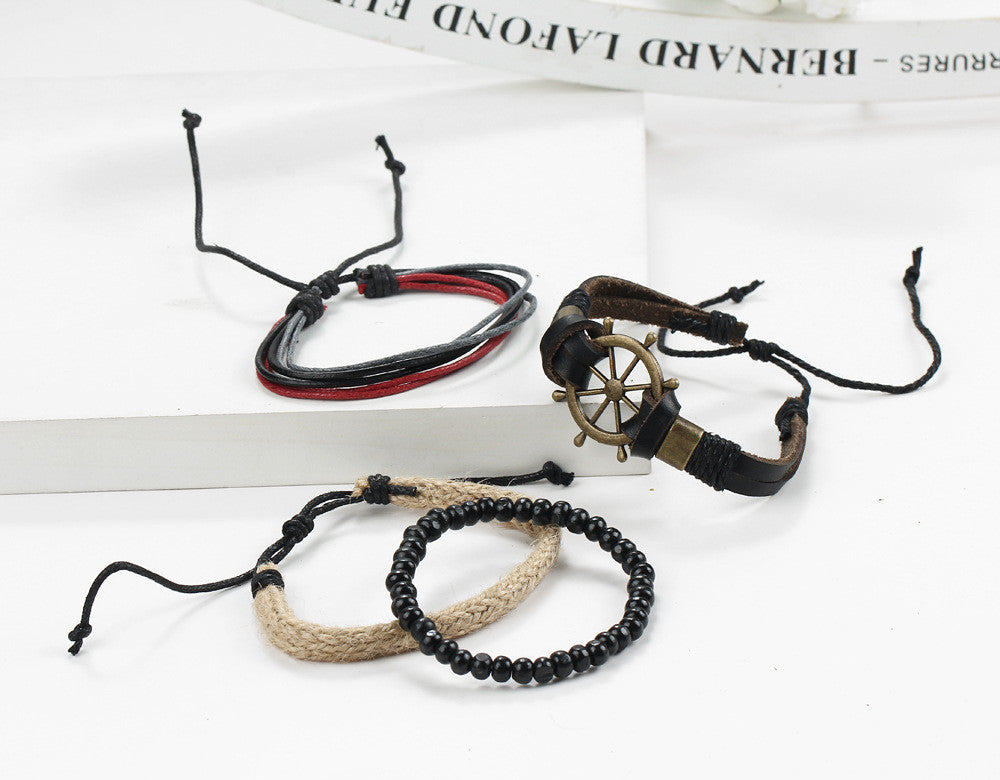 RUDDER ANCHOR HAND WOVEN MULTILAYER BRACELET