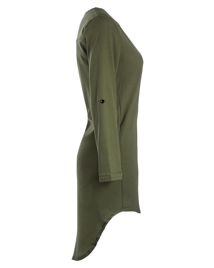 Simple Fashion Chiffon V Neck Dip Hem Short Dress
