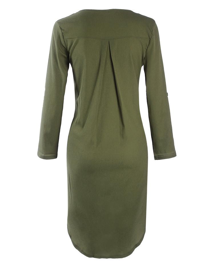 Simple Fashion Chiffon V Neck Dip Hem Short Dress