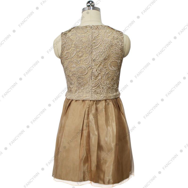 Sleeveless Scoop Golden Laces Patchwork Dress