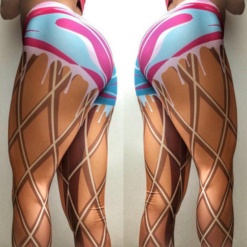 LOVELY FUN PRINT LOW WAIST ELASTIC LONG SLIM LEGGINGS