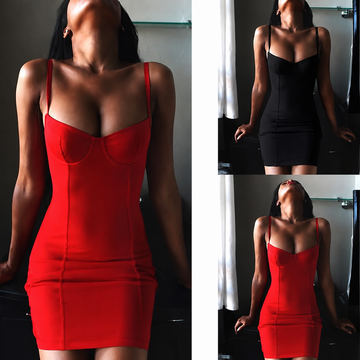 Spaghetti Strap Bodycon Sheath V-neck Backless Sexy Dress
