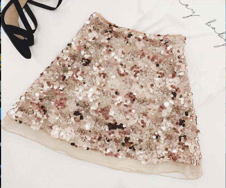 Sexy Sequins Patchwork A-Line Mini Skirt