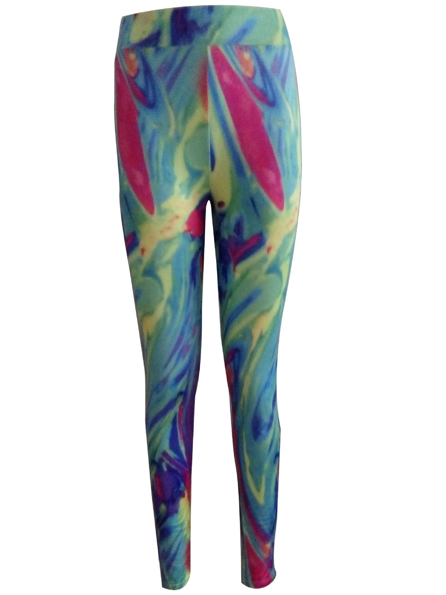 Low Waist Elastic Colorful Print Long Slim Leggings