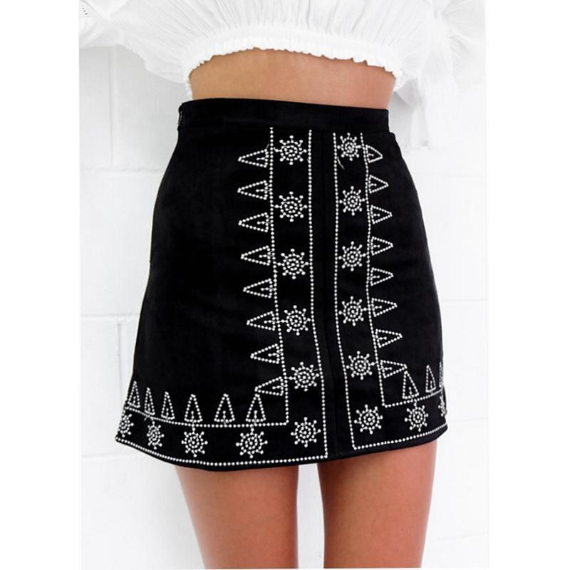 Bohemian Style Print High Waist Bodycon Mini Skirt