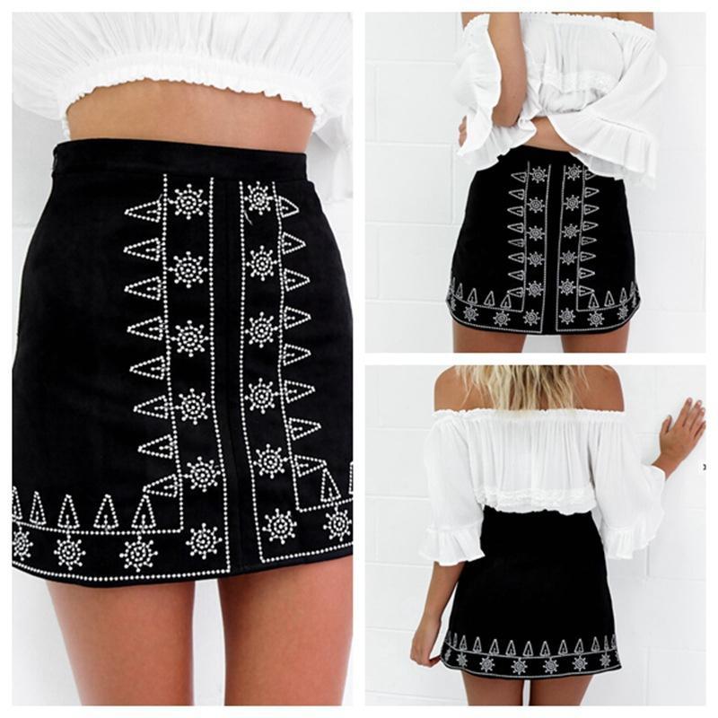 Bohemian Style Print High Waist Bodycon Mini Skirt