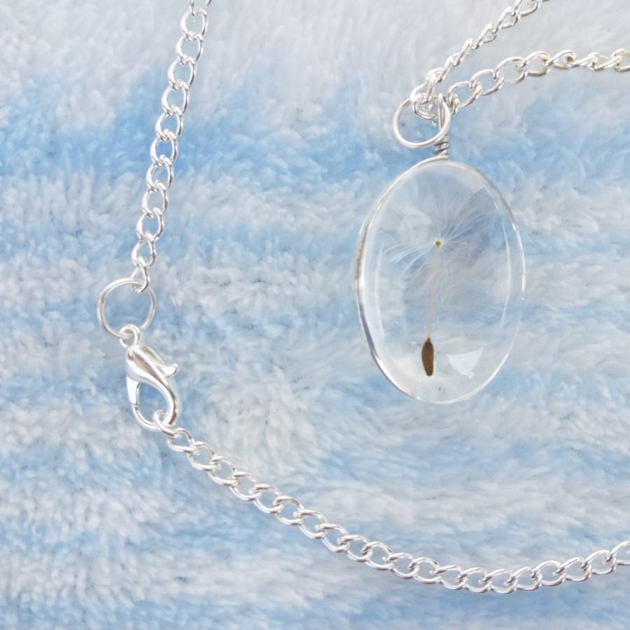 Handmade DIY Natural Dandelion Double Time Gem Pendant Necklace