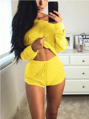 Off Shoulder Loose Crop Top with Shorts Two Pieces Set