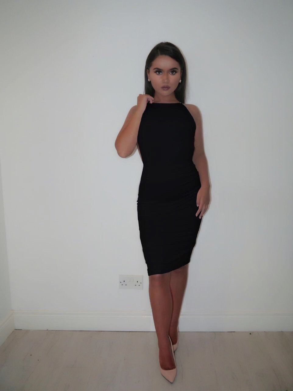 O-Neck Strap Backless Bodycon Casual Club Mini Dress