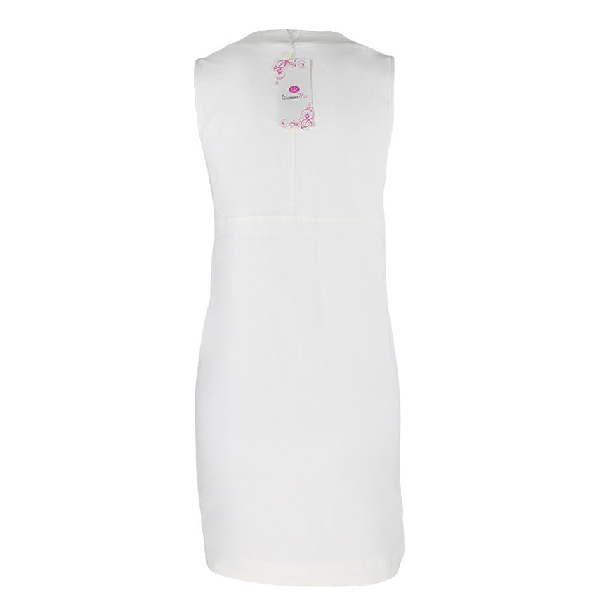 Deep V-neck Sleeveless Pure Color Sexy Short Dress