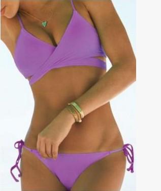Cross Wrap Strappy Spaghetti Strap Bikini Set Swimwear
