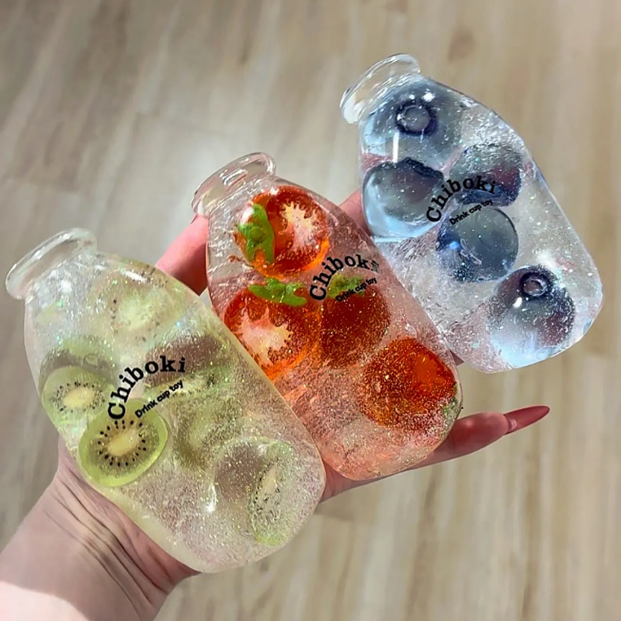 GLASS FRUIT CANDY BOTTLE SQUISHY