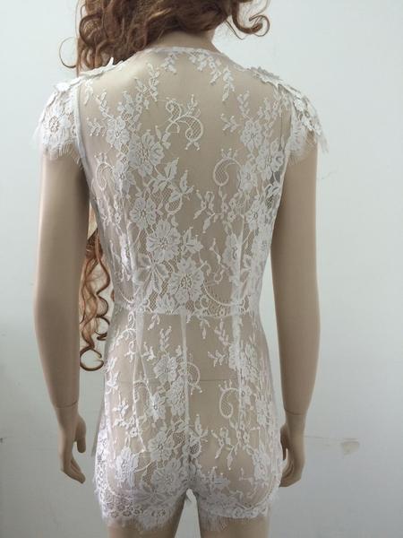 Sexy See Through Halter White Lace Triangle Jumpsuit
