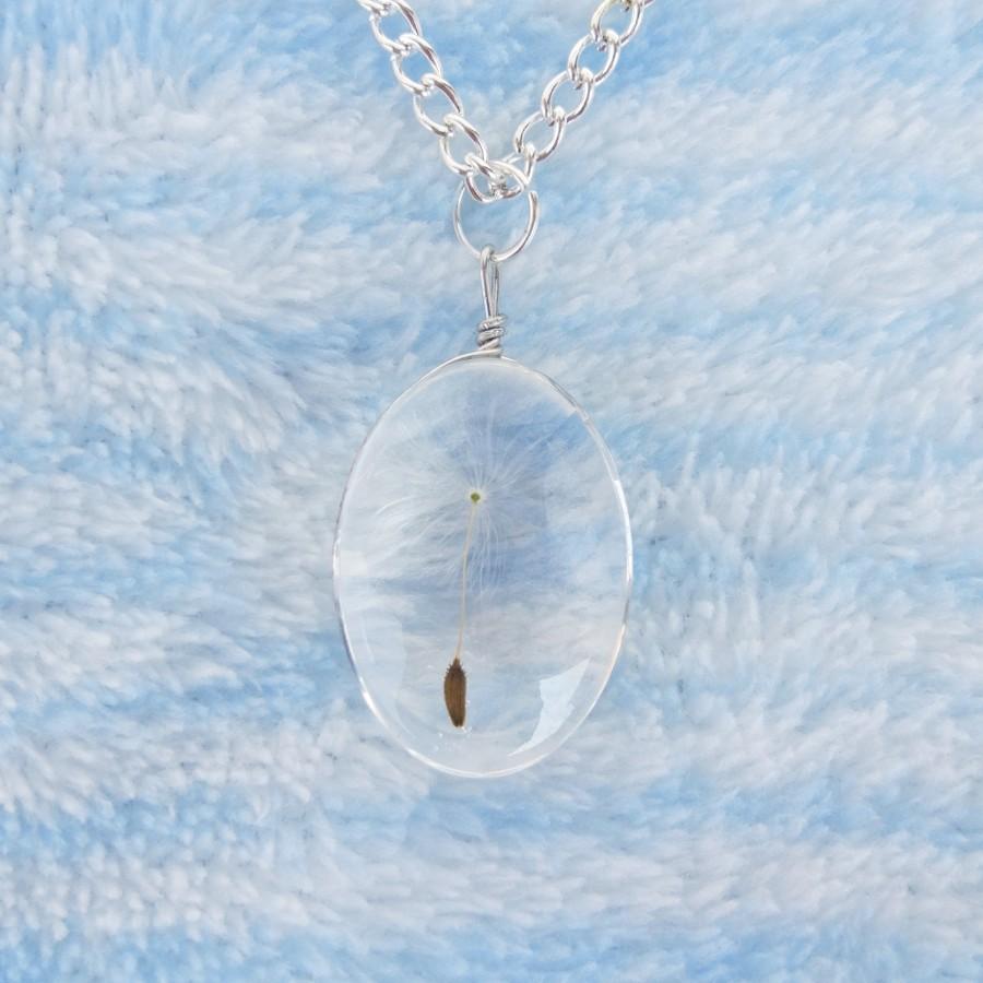 Handmade DIY Natural Dandelion Double Time Gem Pendant Necklace