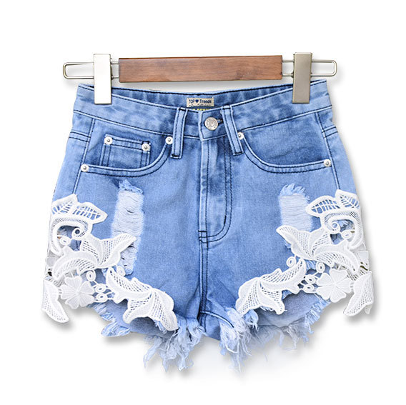 BOHEMIAN ROUGH EDGES PATCHWORK HOLE HIGH WAIST SHORTS