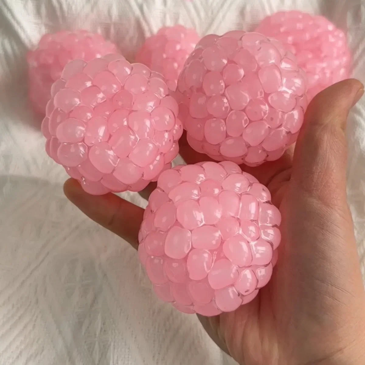 PINK GRAPE BEAD HANDMADE SQUISHY BALL