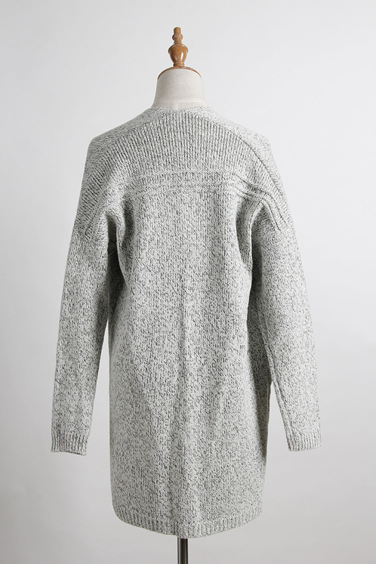 Fashion Long Cardigan Splicing Solid Color Sweater large code