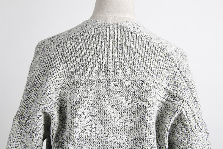 Fashion Long Cardigan Splicing Solid Color Sweater large code