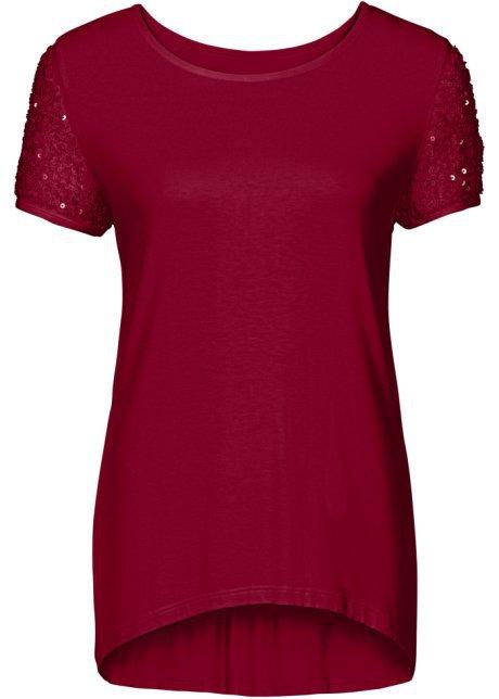 Clearence Sequins Short Sleeve Patchwork Scoop Irregular T-shirt