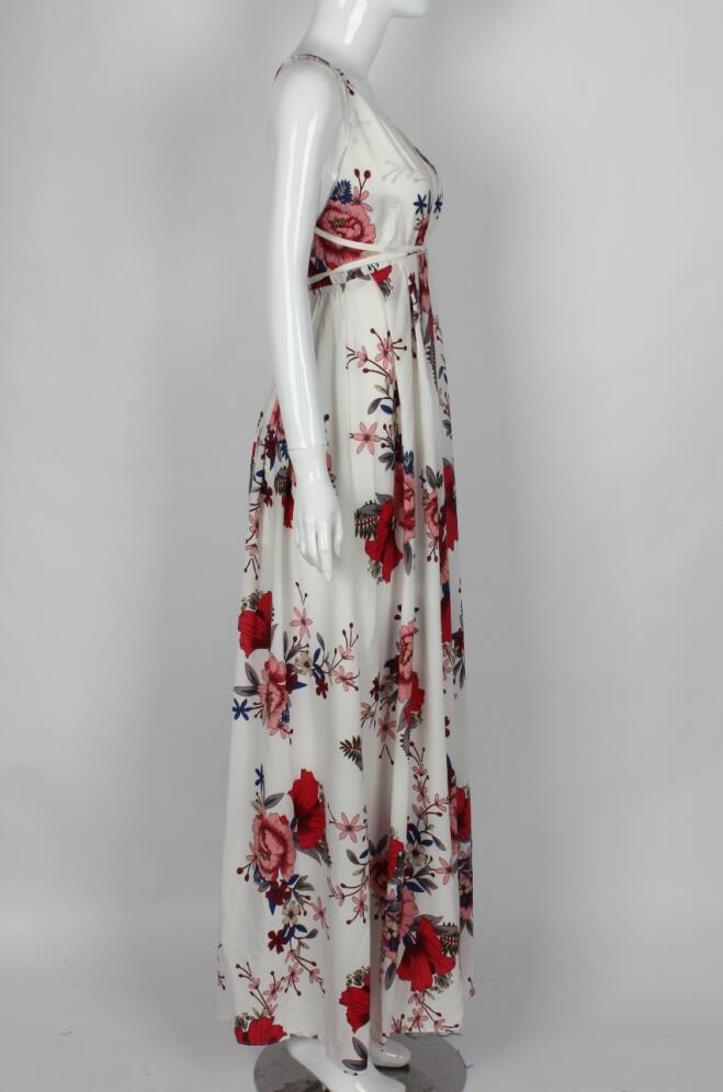 Spaghetti V-neck Backless Solid Color Long Dress