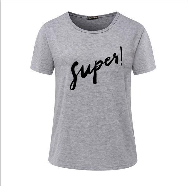 Short Sleeves Letter Print Scoop Casual T-shirt