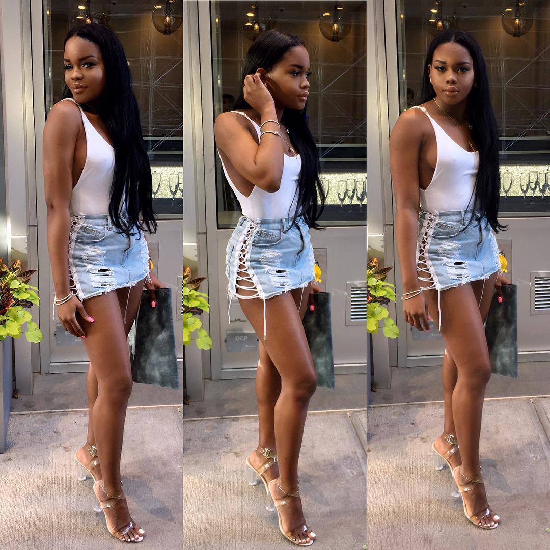 Lace Up Hole Bodycon Slim Short Skirt