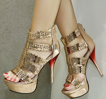 Platform Open Toe Short Boot Stiletto High Heels Sandals