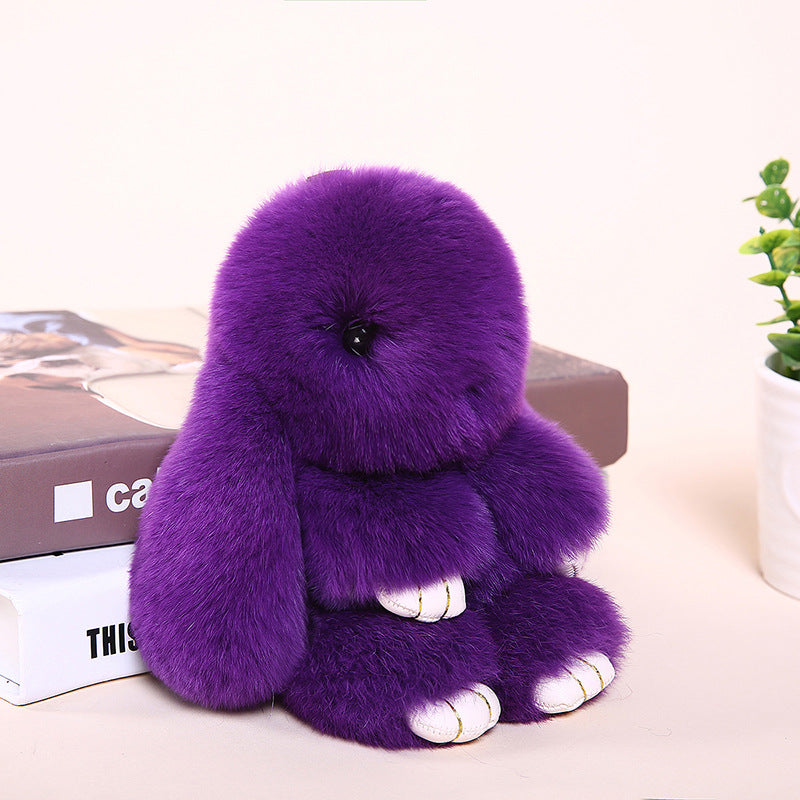 RABBIT FUR MINI COLORFUL BUNNY KEYCHAIN ACCESSORY