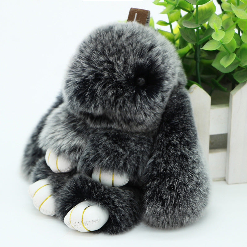 RABBIT FUR MINI COLORFUL BUNNY KEYCHAIN ACCESSORY