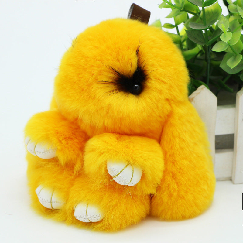 RABBIT FUR MINI COLORFUL BUNNY KEYCHAIN ACCESSORY
