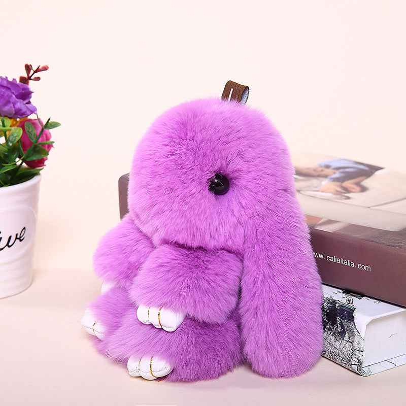 RABBIT FUR MINI COLORFUL BUNNY KEYCHAIN ACCESSORY