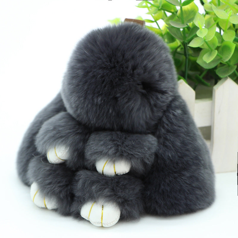 RABBIT FUR MINI COLORFUL BUNNY KEYCHAIN ACCESSORY