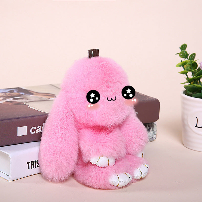 RABBIT FUR MINI COLORFUL BUNNY KEYCHAIN ACCESSORY