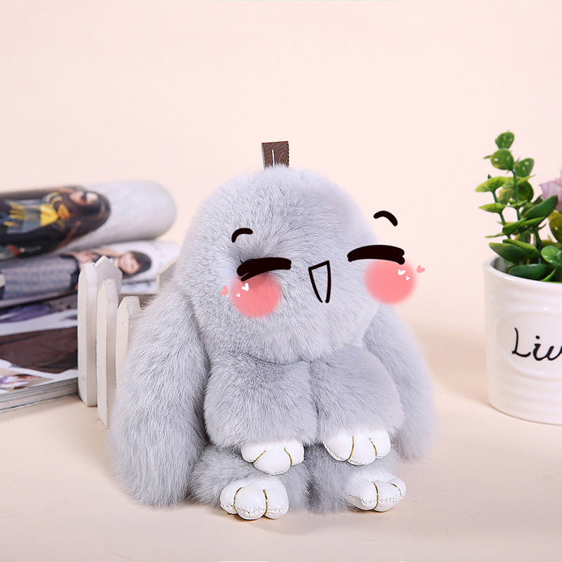 RABBIT FUR MINI COLORFUL BUNNY KEYCHAIN ACCESSORY