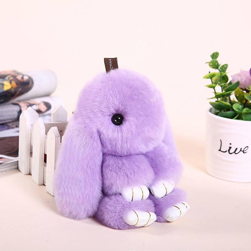 RABBIT FUR MINI COLORFUL BUNNY KEYCHAIN ACCESSORY