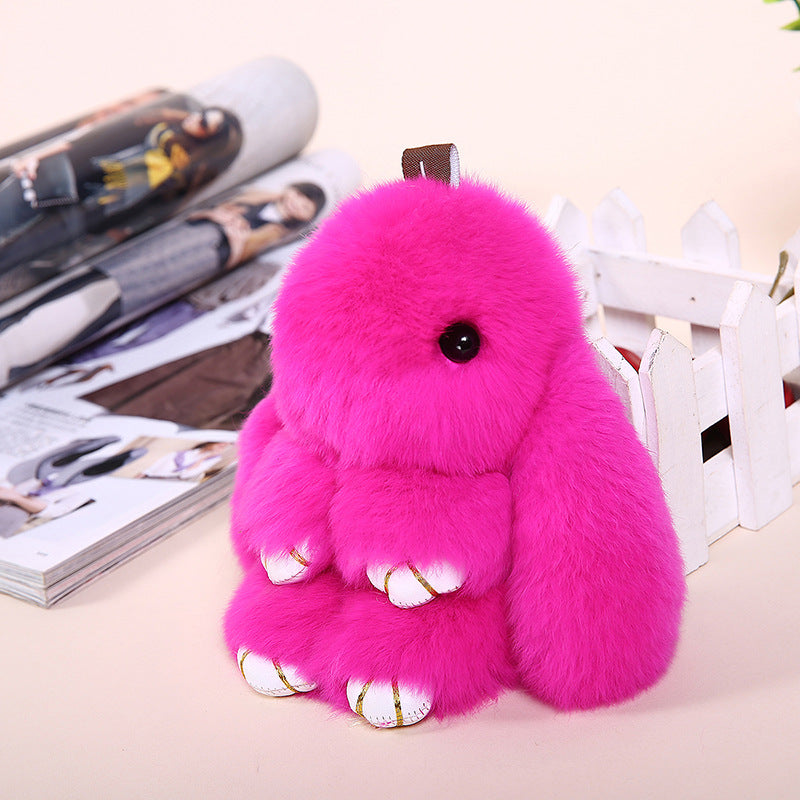 RABBIT FUR MINI COLORFUL BUNNY KEYCHAIN ACCESSORY