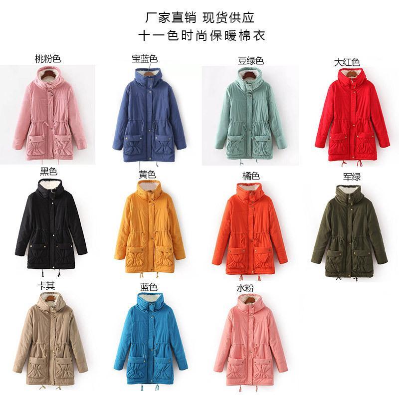 High Neck Solid Color Pockets Women Oversized Winter Warm Coat
