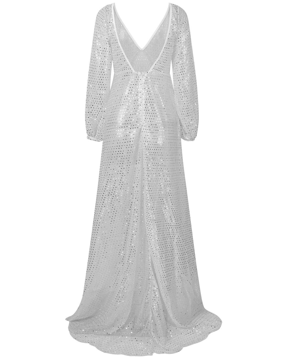 Elegant Mesh Sequins Slim Long Dress