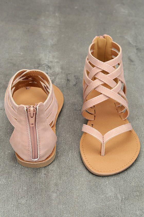 Straps Cross Slip-on Back Zipper Flat Sandals