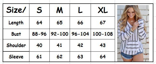 Stripes Pocket V-neck Loose Hooded Sweater